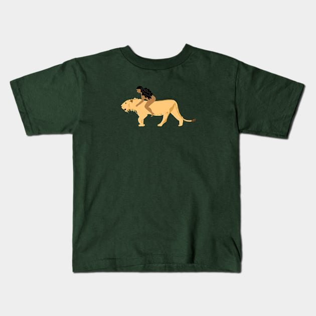 Lioness Woman Kids T-Shirt by Das Brooklyn